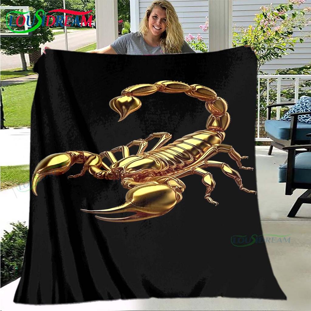 Heet Schorpioenpatroon Deken Flanel Dunne Deken Draagbaar Huis Reizen Kantoor Lunchpauze Deken Verjaardagscadeau