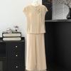 Yuzhaolin Summer Embroidered Loose Polyester Two-Piece Set for Women