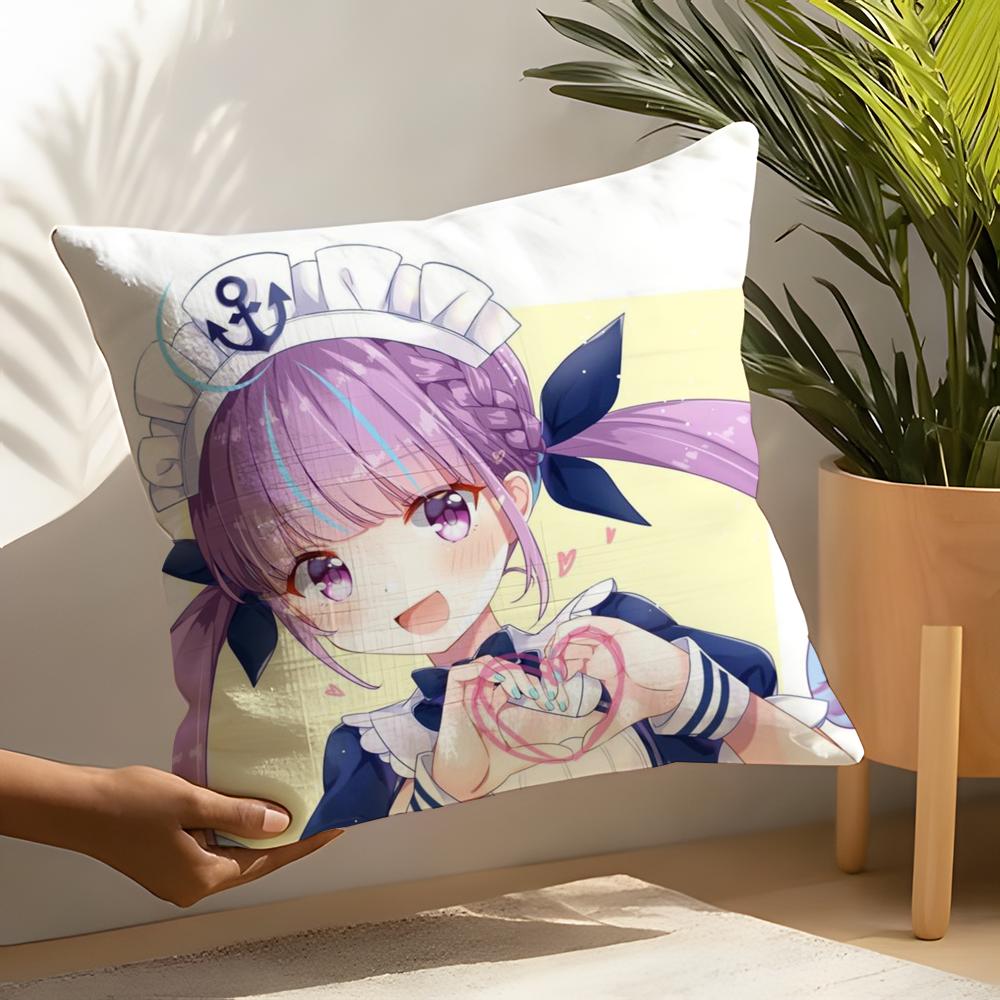 HHololive MMinato Aqua Pillow Case Home Living Room Decoration Linen Pillow Cases Cushion Cover