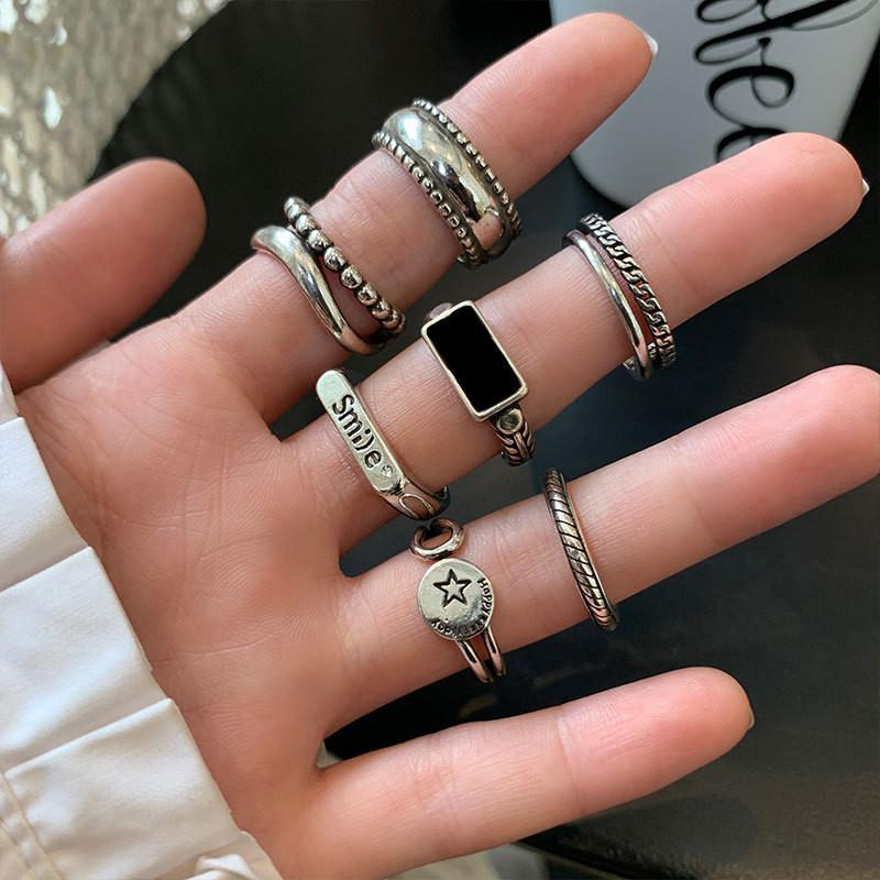 Adjustable Open Stunning Ring With Geometric Retro Themes For Womens Fashion Accessory
