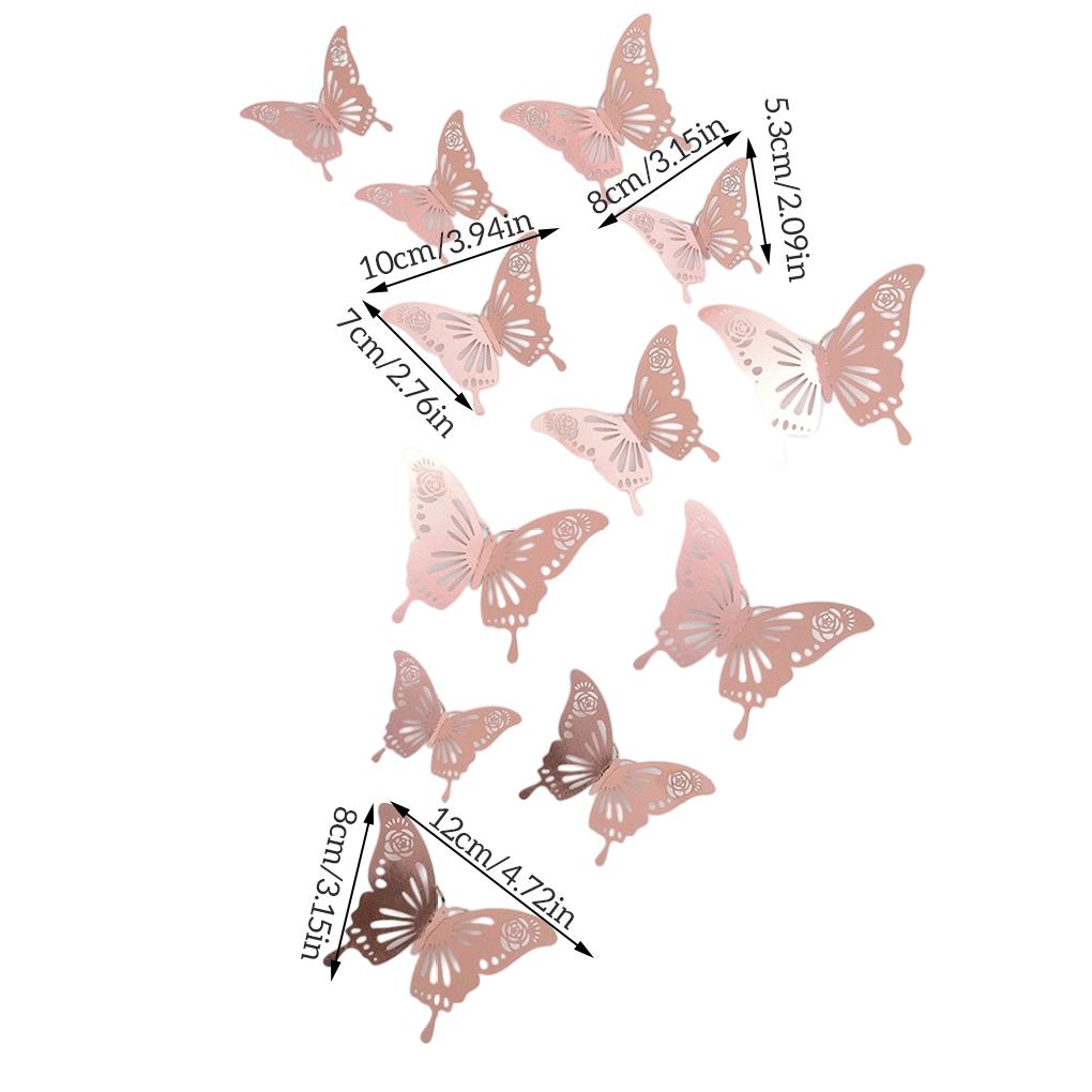 Lot de 12 autocollants muraux 3D en papier creux pour décoration de salon, de maison, de festival, de mariage, de fête
