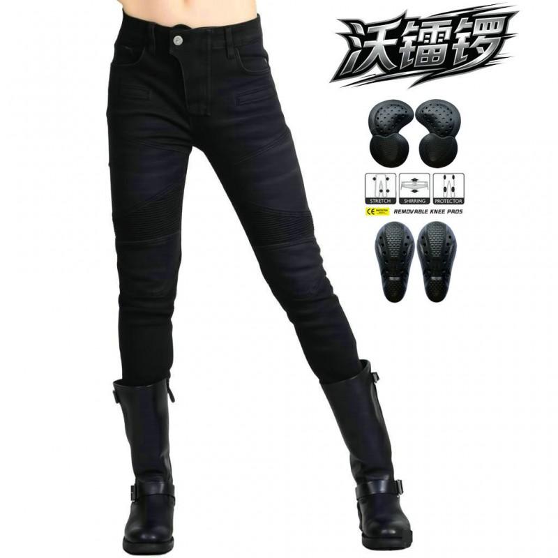 Womens Motorcycle Riding Jeans Pants With Protective Padding Stretch Denim Off-Road Street Use