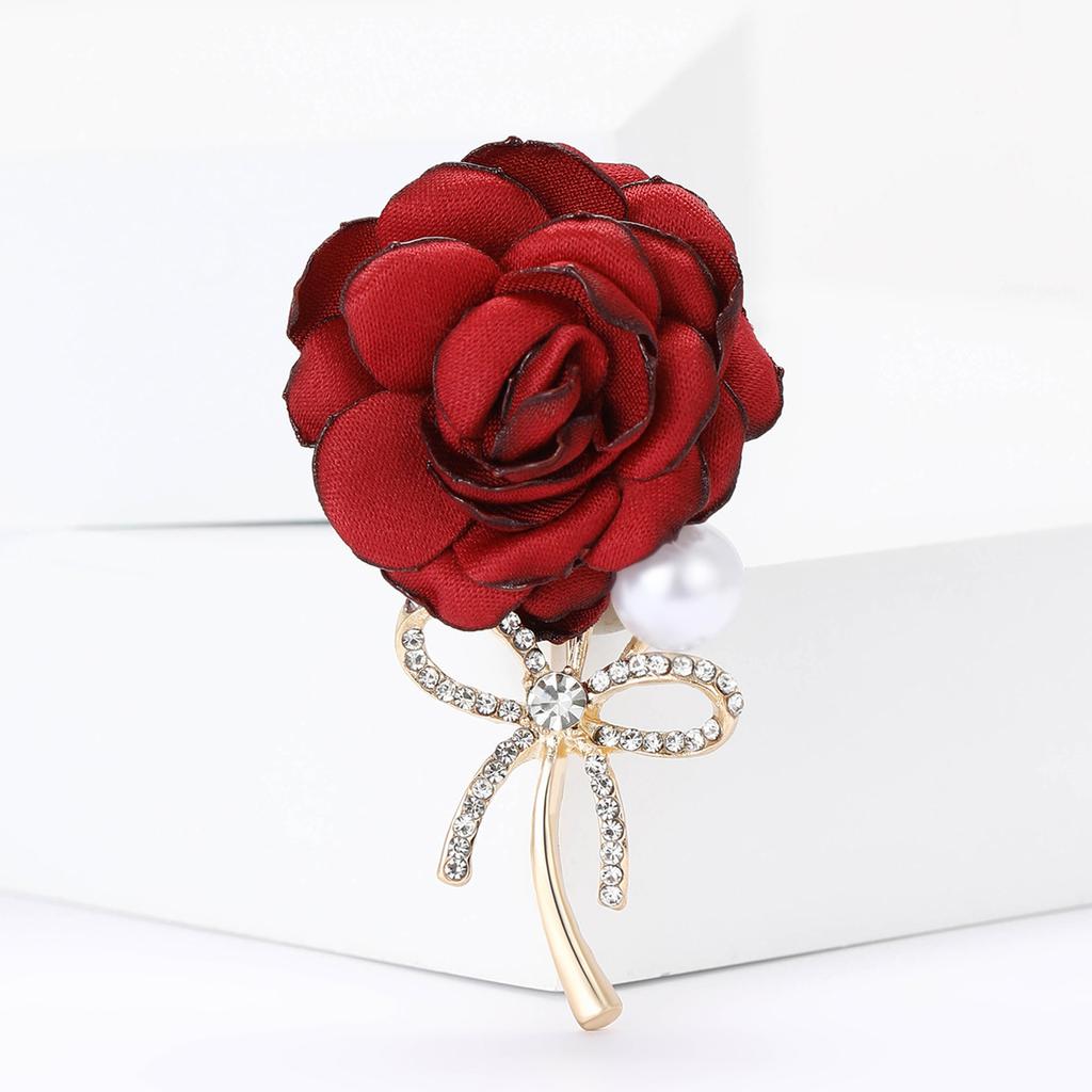 Delicate Alloy Fabric Rose Brooch Temperament Versatile Women'S Suit Coat Corsage Jewelry Pin