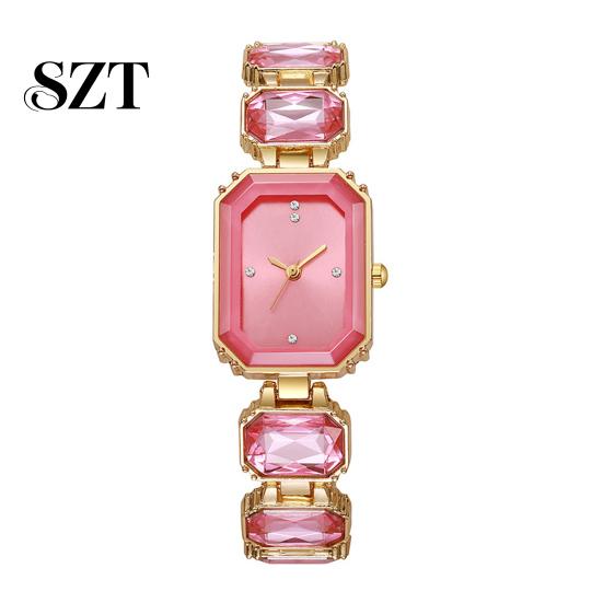 Women Bracelet Watch Ladies Quartz Sparkling Rhinestone Rectangular Dial Date Night for Faux Diamond Wristwatch Elegant Jewelry Timepiece Party Wear