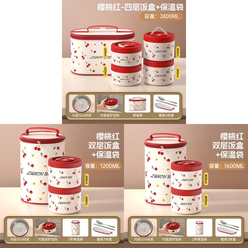 Fairy Cherry Pattern Food Container With Leakproof Sealing For School And Workplace