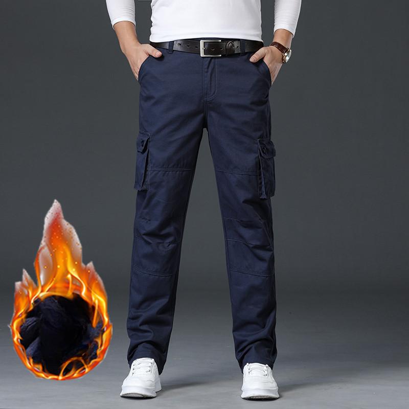 Herrenhose Plus Samt Dicke Overalls Tough Guy Outdoor Herbst und Winter Mehrfach-Taschen Herren Freizeithose