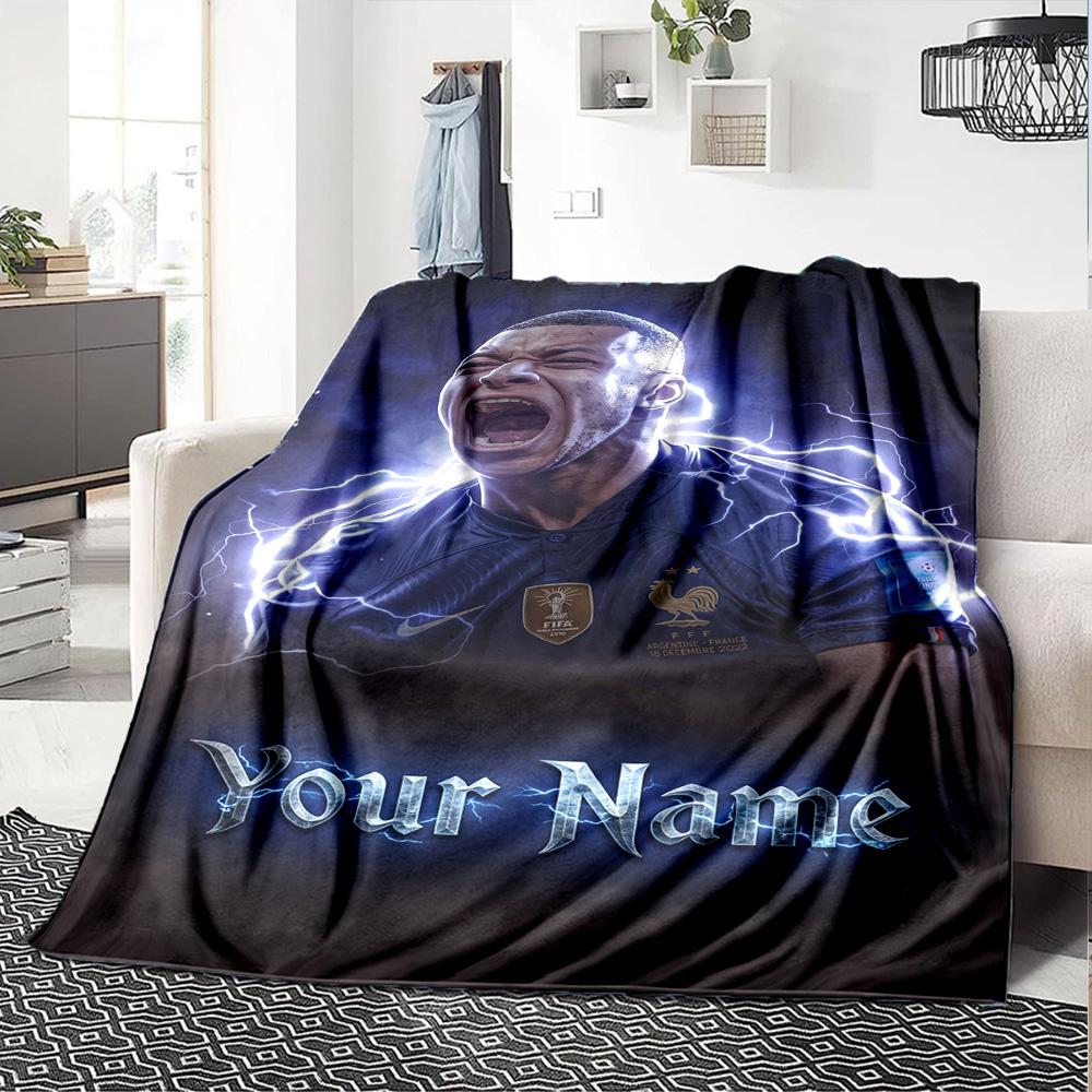 Mbappé Personalized Name Blanket Cozy Customizable Blanket Comfortable Perfect for Picnics Bedding Office Chair Office for All Occasions
