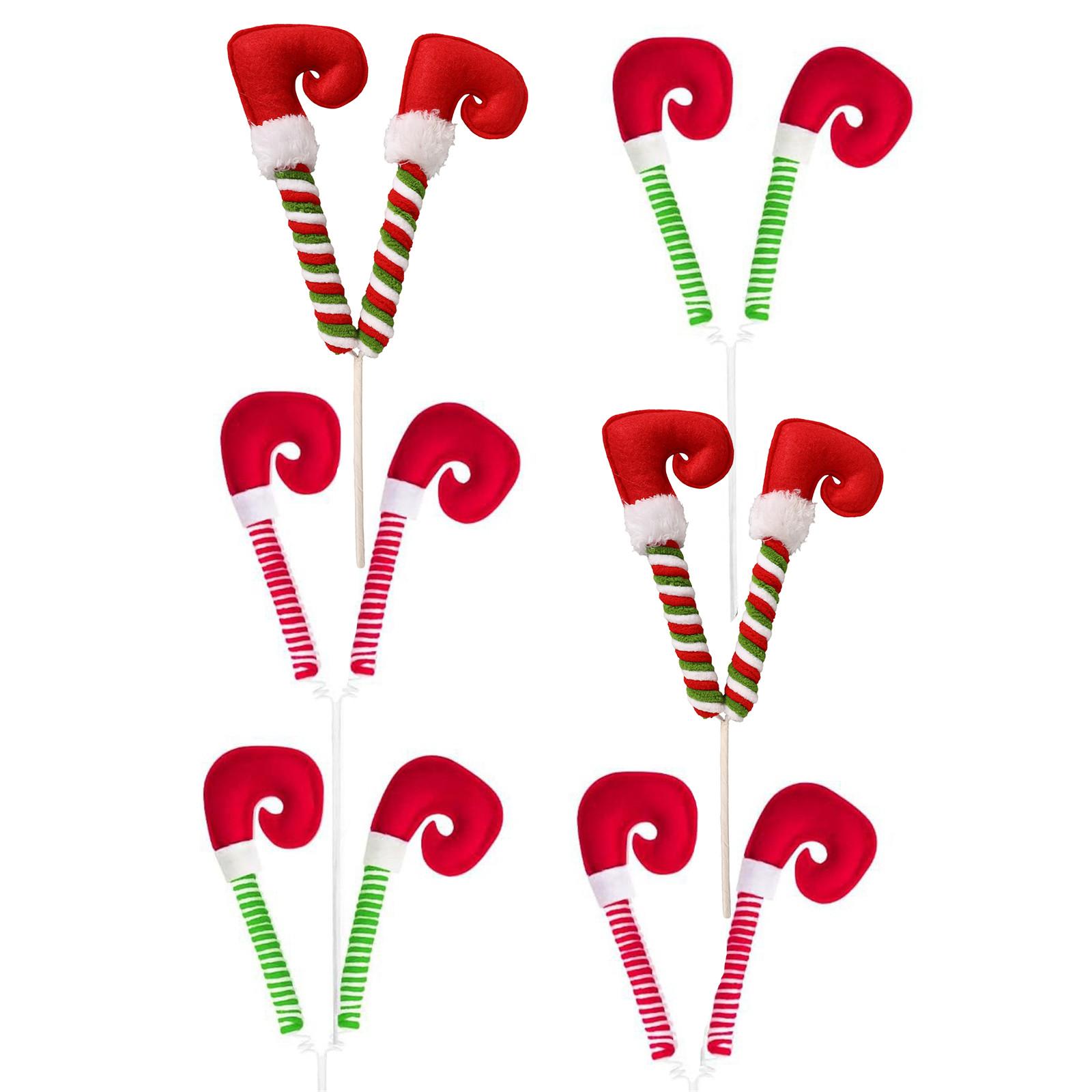 

6 шт. рождественских ножек-13-дюймовые елочные украшения с фиксированной проволокой-полосатые плюшевые ножки для украшения дома на рождественскую елку One Size