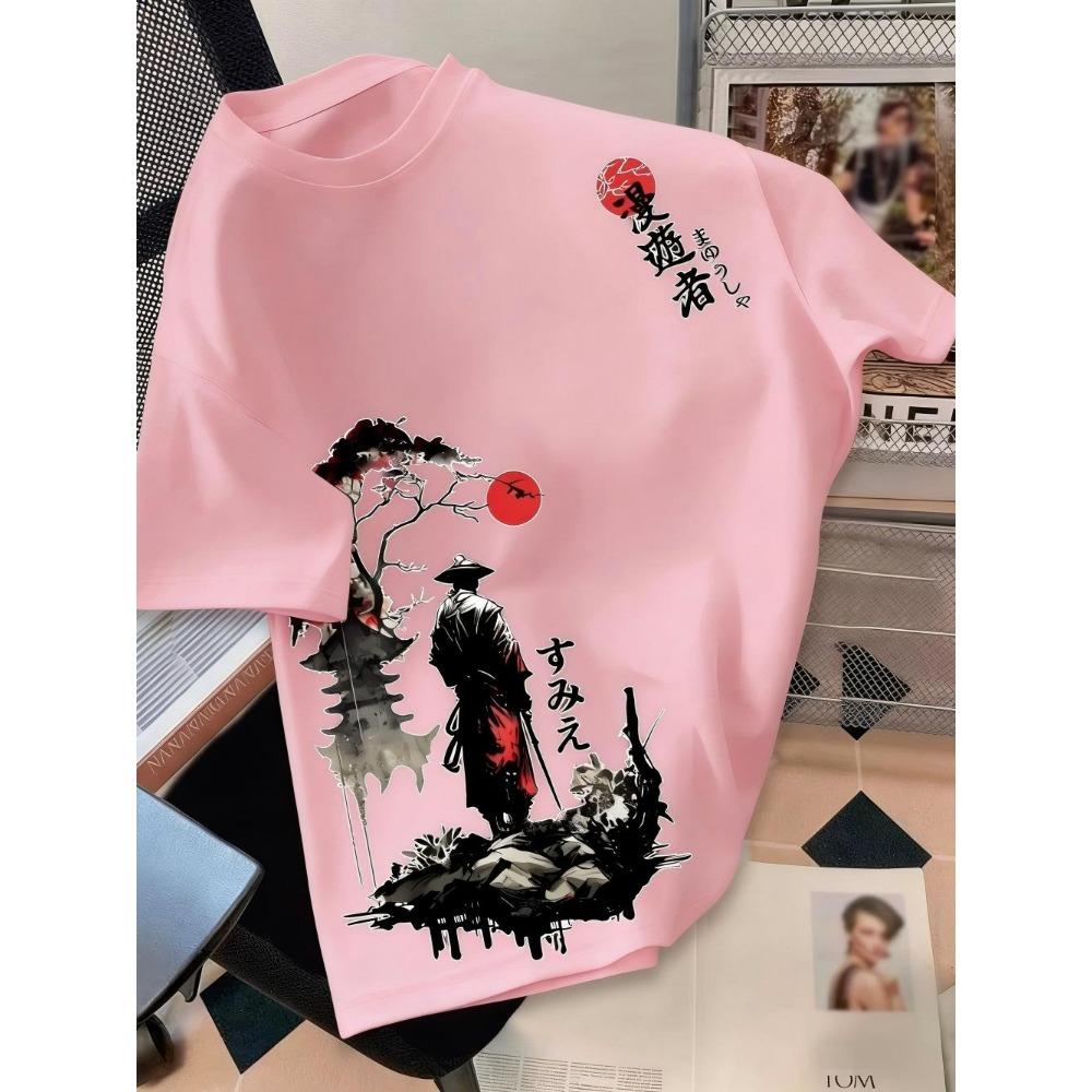 European and American men's summer wandering swordsman print comfortable and breathable round neck T-shirt outdoor street top