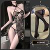 Sexy Underwear, Sexy Black Embroidery Halter Strap, Lace Split End Charm, Antique Breast-exposed Temptation Cheongsam