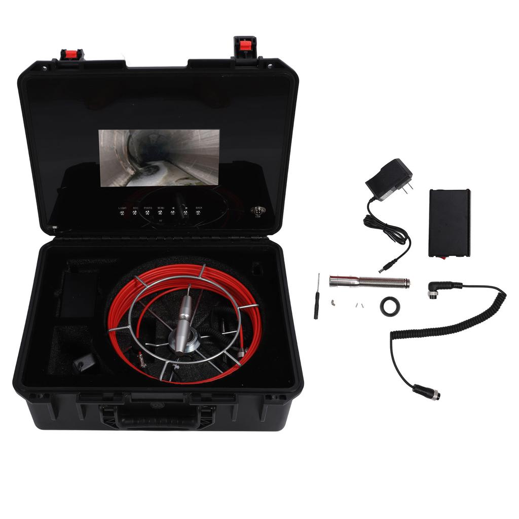 Sewer Inspection Camera 10in LCD Display IP68 23mm Probe Pipe Inspection Endoscope with 6Pcs LED Lights DVR Function