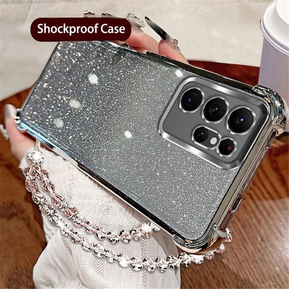 

Роскошный градиентный блестящий противоударный чехол для Samsung A53 A52 A32 A13 A23 A33 A73 A12 A22 A03Core A51 с кристальным браслетом For Samsung A03 Core