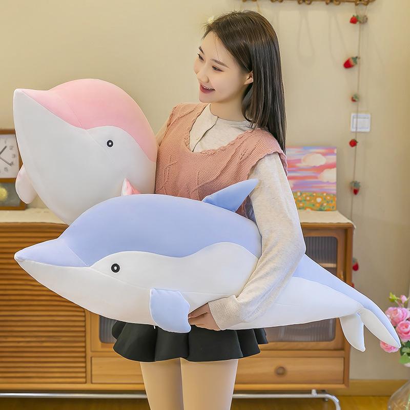 Dolphin Plush Toy Rag Doll Large Strip Sleeping Cute Throw Pillow Doll Children's Birthday Gift Female