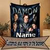 Custom Name Personalized Damon Salvatore Print Blanket, Home Decor, Bedroom, Sofa, Camping, Couch, Gifts for Birthday Christmas