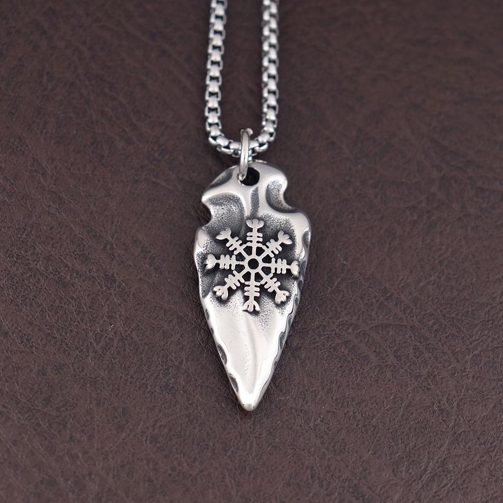 Stainless Steel Fashion Simple Viking Valknut Vegvisir Pendant Vintage Nordic Odin Sword Gungnir Rune Necklace Jewelry