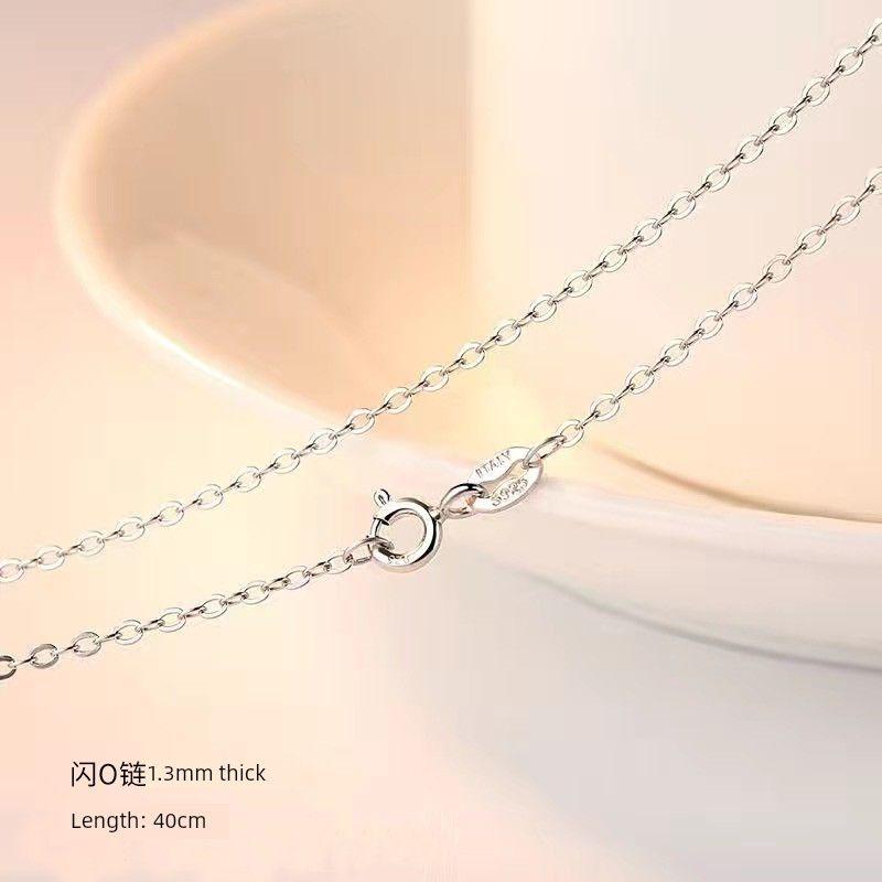 

Ожерелье из стерлингового серебра 925 пробы Женское ожерелье без подвесок Покрытие золотом 18 карат Цепочка на ключицу Изысканное ожерелье Чистое ожерелье Цепочка-коробка Украшение Flash o chain 40cm (White Gold)