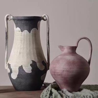 Handcrafted Wabi-Sabi Ceramic Vase Minimalist Ornament Soft Furnishing for Living Room Hotel Guesthouse Flower Pot Decor