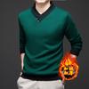 Men Fleece Lined Thickened Knit Autumn Winter New Long Sleeve Base Layer Scarf Collar Sweater Skin Friendly Versatile Top