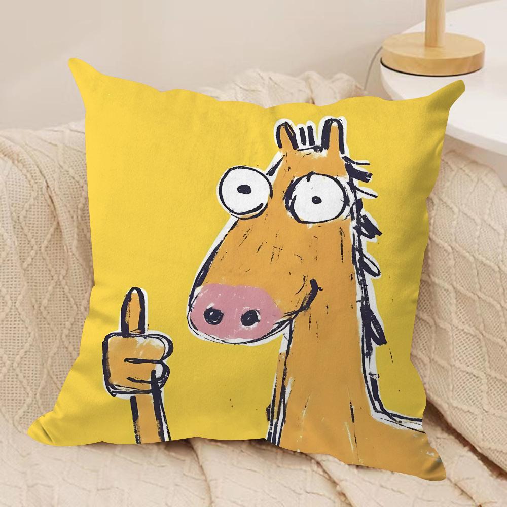 Kids Cartoon Cute Animal Cushion Cover Silky Short Plush Invisible Zipper Dustproof Sofa Pillow Case For Home Decor