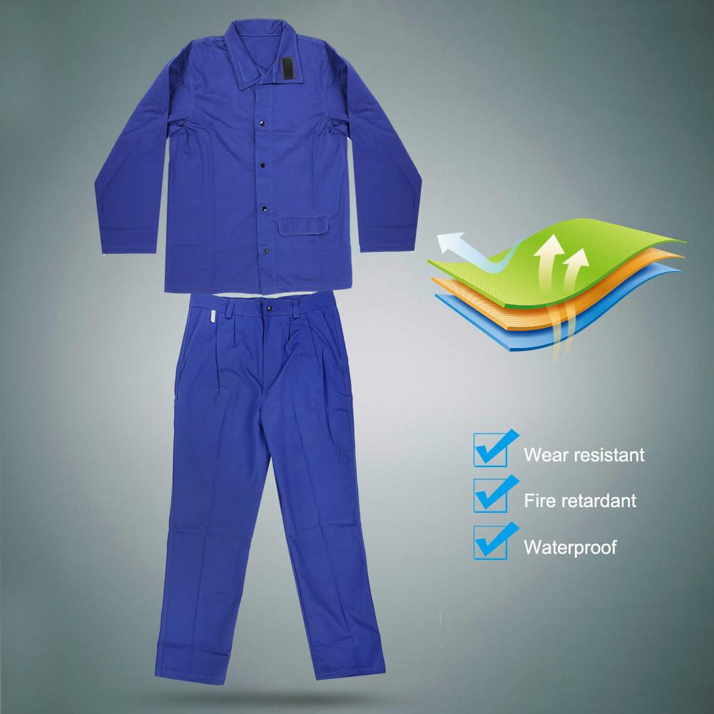 Wear Resisting Fireproof Welding Protective Clothing Suit Safety Welder Work Protection Blue(XL )