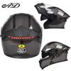 Unisex Full Face Flip-Up Motorcycle Helmet with LED Taillight, All-Season, 3C/DOT Certified