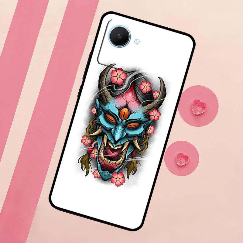 Japanese Oni Hannya Demon Mask For Realme C67 C75 C63 C61 C71 C55 C51 C65 C53 10 11 12 13 14 15 Pro Plus GT6 GT7 Pro Case