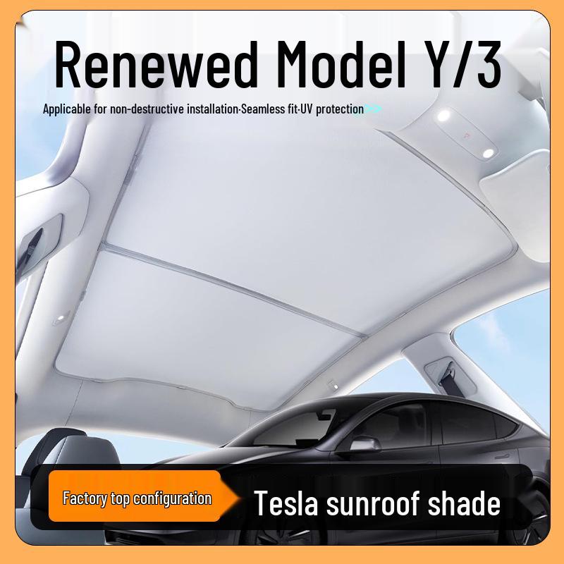 Tesla Model YL Sunroof Sunshade: 25-Year Heat Insulation & UV Protection New M3 - Black