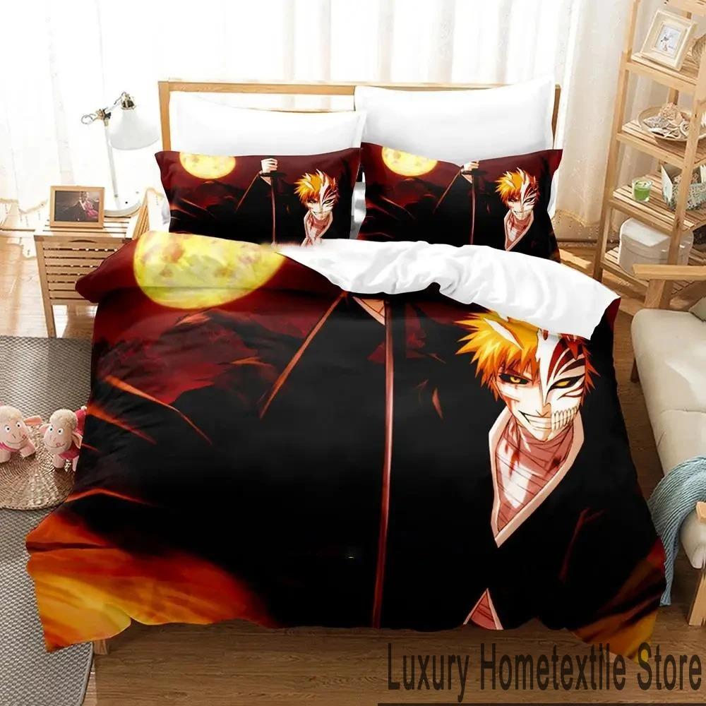 Anime Bleach Kurosaki Ichigo Bedding Set Duvet Cover Bed Set Quilt Cover Pillowcase Comforter king Queen Size Boys
