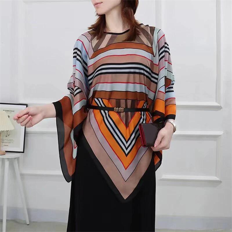 2025 Shawls Summer Beach Sexy Women Fashion Print Chiffon Smock Bikini Cover Up Loose Blouse Sunscreen Comfortable Poncho Hot