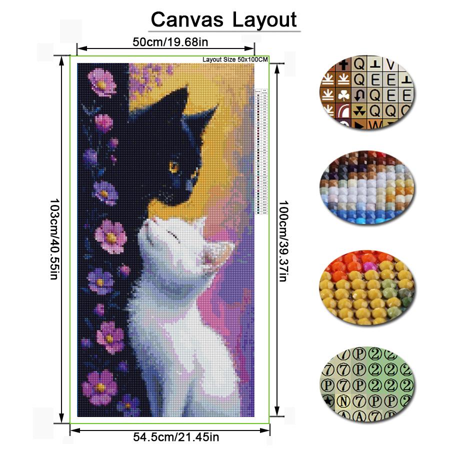 Black and White Cat Large Size Diamond Painting New Collection Pet Animals Diy Full Drill Rhinestone Embroidery Mosaic Cross Stitch Kits