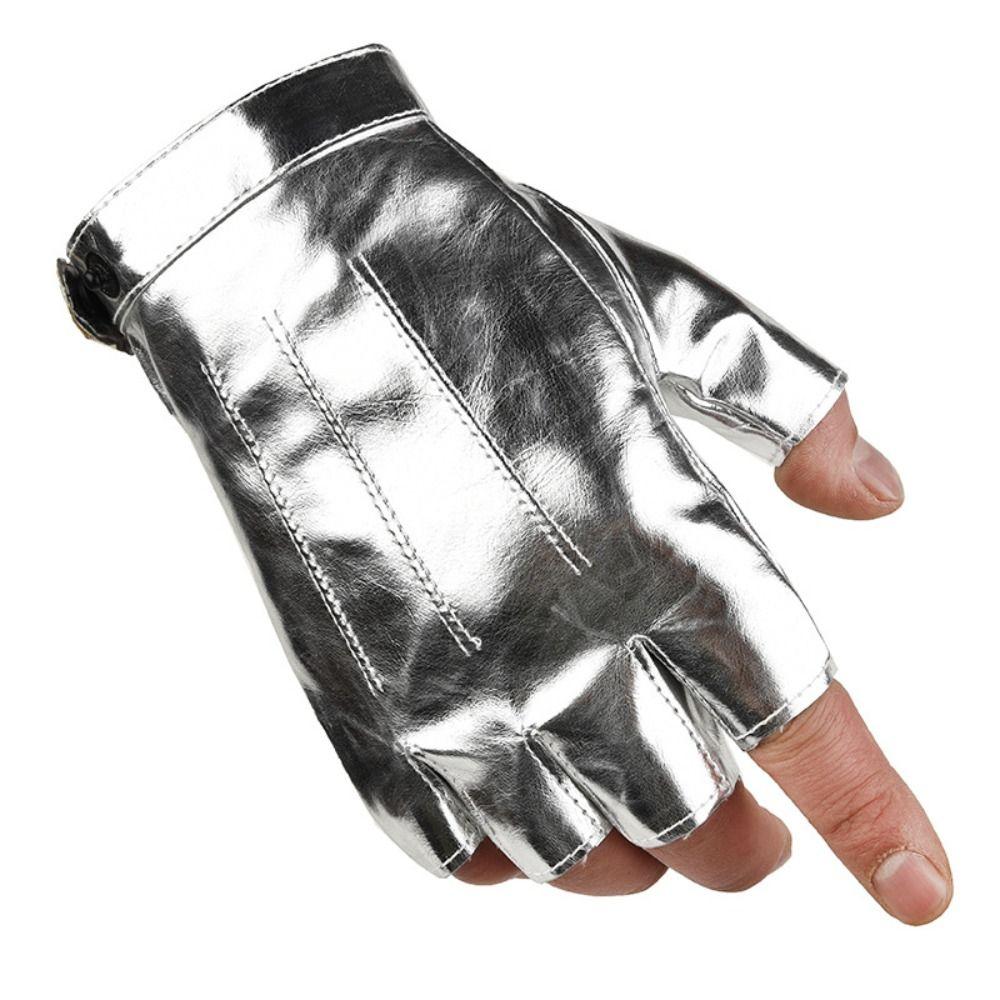 Coole PU-Fahrhandschuhe Punk-Performance-Handschuhe Modische fingerlose Fäustlinge Party