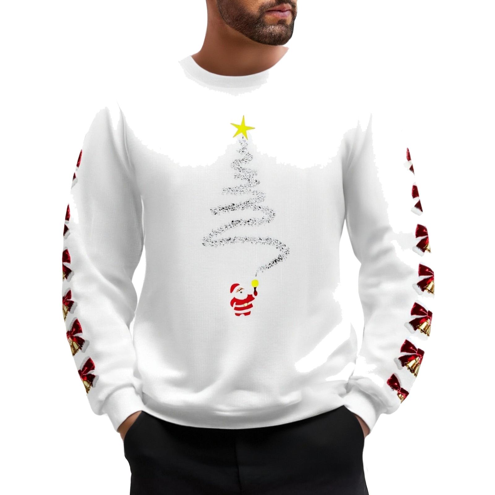 

Men s And Women s Casual Christmas Printed Long-sleeved, Fleece Thick And Warm Round-neck Sweatshirts XL