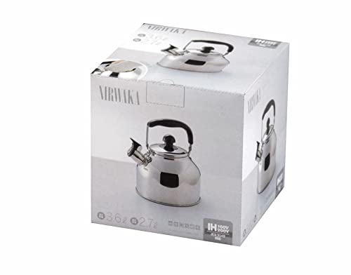 Kakusee Nilworka NW-08 Silver Whistling Kettle, 3.6L Capacity, Stainless Steel, High Heat Efficiency, Stable, Wide-Bottom Design, Easy to Clean, Induc