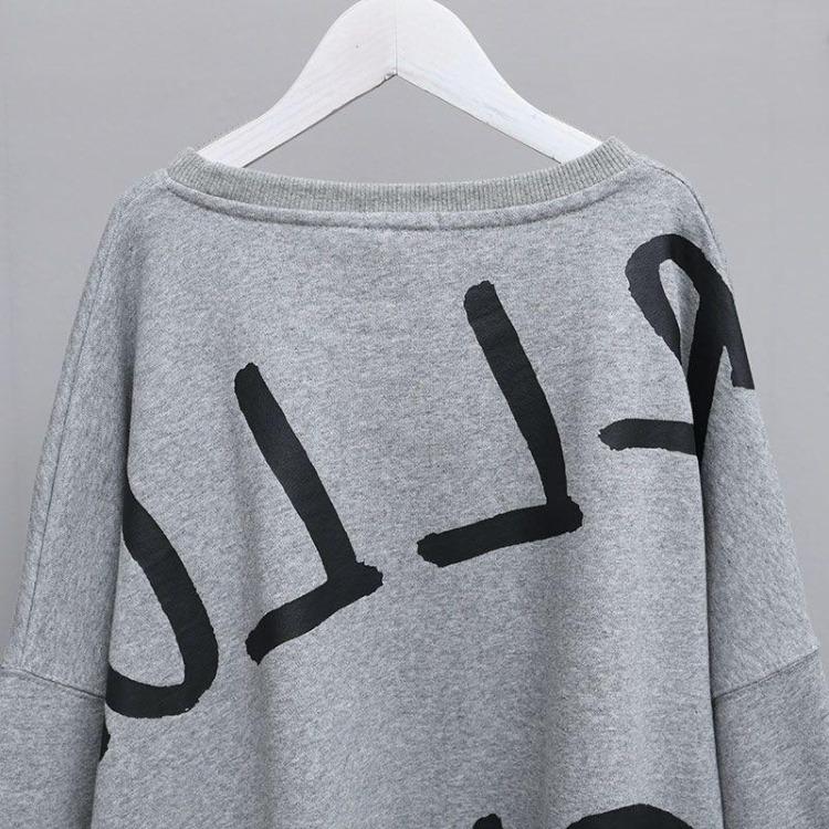 Oversized Pullover Sweatshirt met Lange Mouwen voor Dames Katoen Losse Jumpers Top Nep Twee Delen Ontwerp