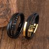Stainless Steel Leather Bracelet, European and American Style, Stainless Steel Curved Brand, PU Leather Woven Men's Bracelet, Men's Bracelet