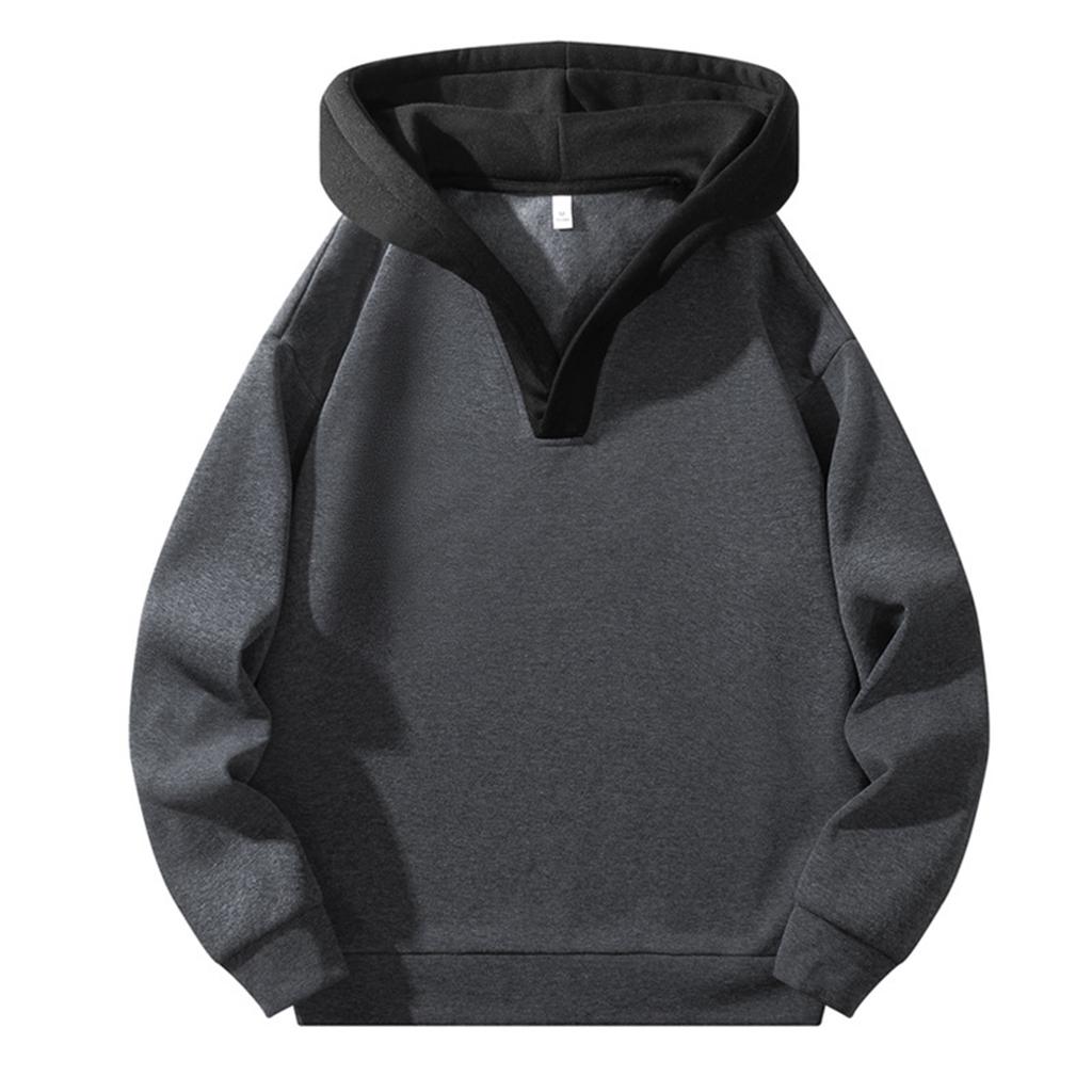 Men's Color Block V-neck Sweatshirt Hooded Pullover Sweatshirt