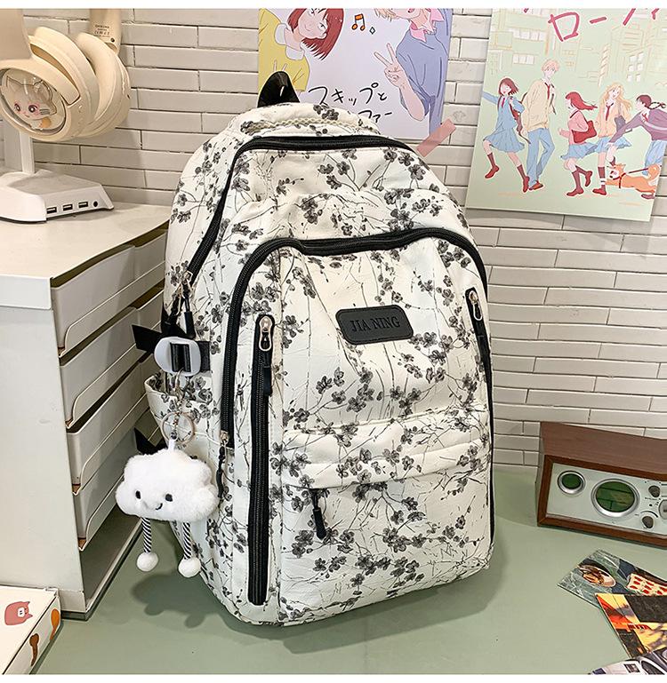 New Sweet Girl Backpack Waterproof Primary School Junior High School Student Schoolbag Printed Bamboo Literary Chinese Style Backpack
