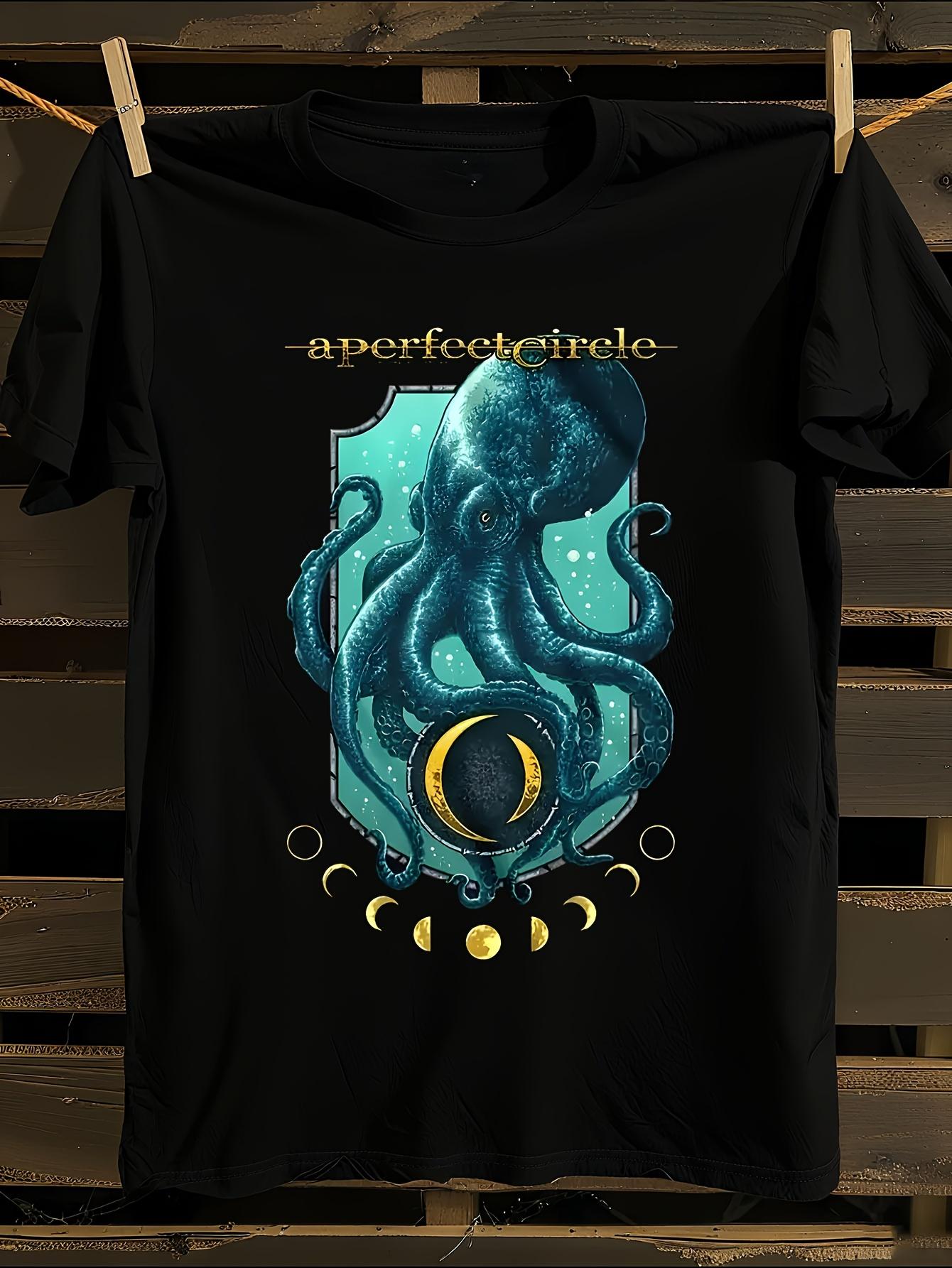 

White Vintage Octopus & Moon Phase T-Shirt XL