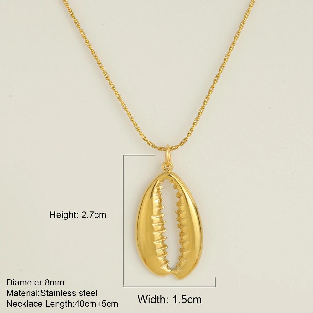 Ocean Series Guld Choker Rostfritt Stål Hänge Halsband för Kvinnor Snäcka Sjöstjärna Hängen Kvinnors Chunky Smycken Tillbehör