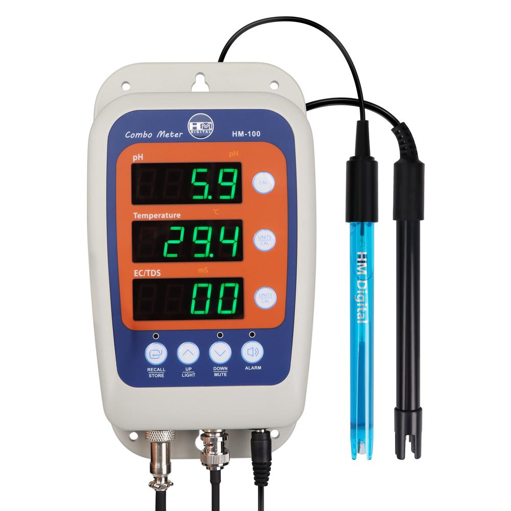 

4 in 1 PH Water Quality Tester Temp EC ORP Monitor Conductivity Meter Hydroponics Detection With 2 Electrode Probe Sensor HM-100