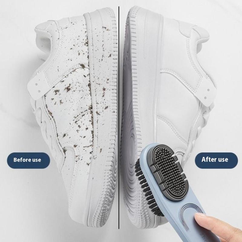 Double-Sided Shoe Brush Soft Bristled Cleaning Brush Silicone Brush Head Long Handle Brush Clothes Shoes Household Cleaner Tools