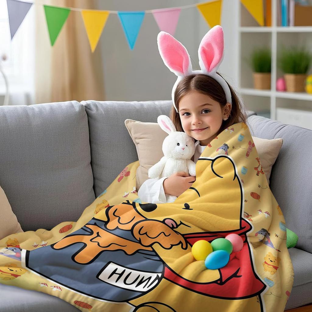 Cartoon Winnie the Pooh Who Loves Honey Print Flannel Blanket Soft Multifunctional Decortive Universal Throw Blankets Gift