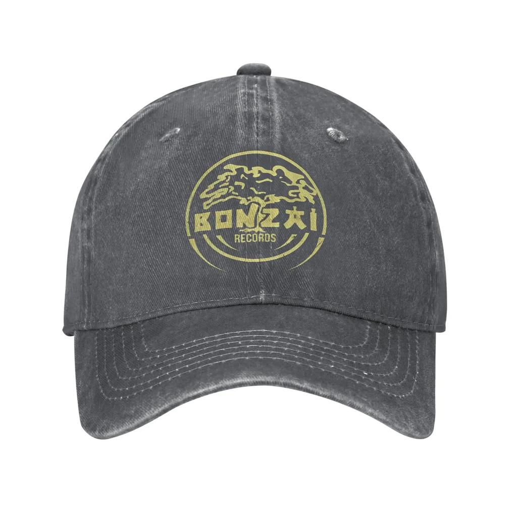 Bonzai Records Sun Baseball Cap Casual FeUnisex Unisex Washed Trucker Hat Sunscreen Design Hiking Fishing Snapback Cap Birthday Gift