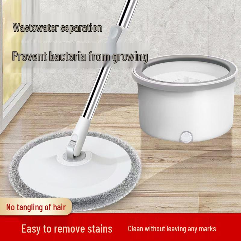 Lazy Spin Mop Bucket with Water Absorption & Dirt Separation - Hand-Free Flat Mop