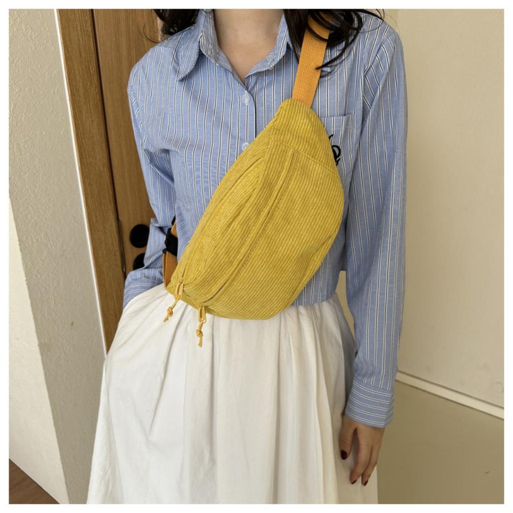 Bags, Women's Bags, Fashionable Autumn and Winter Crossbody Bags, Striped Velvet Women's Niche Chest Bags, Waist Bags