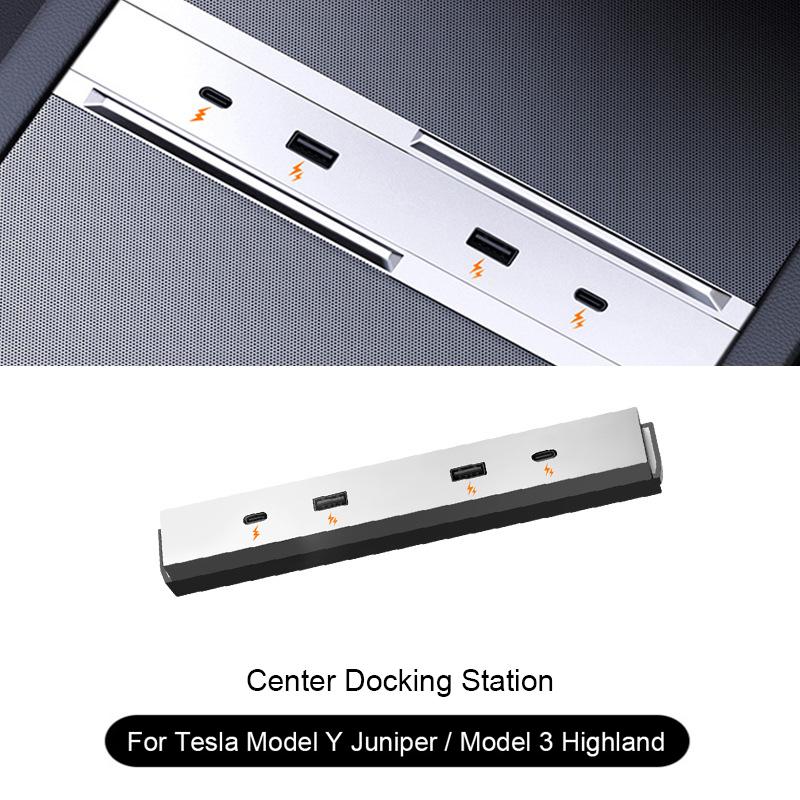 For Tesla Model Y Juniper Cigarette Lighter 65W Center HUB Docking Station Model 3 Highland USB Charging Port Support Laptop