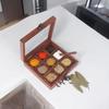 Gewürzbox aus Holz mit Löffelbehälter für Küchen-Masala