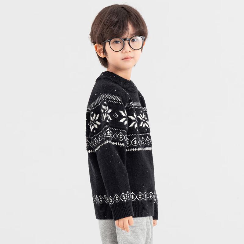 Boys' Winter Fair Isle Snowflake Round Neck Sweater