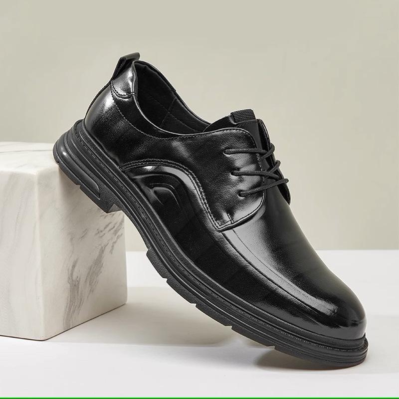 

Lisen классические свадебные туфли для жениха с увеличением роста, туфли для отца, мужские деловые весенне-осенние остроносые формальные кожаные туфли, дышащие 44 чёрный