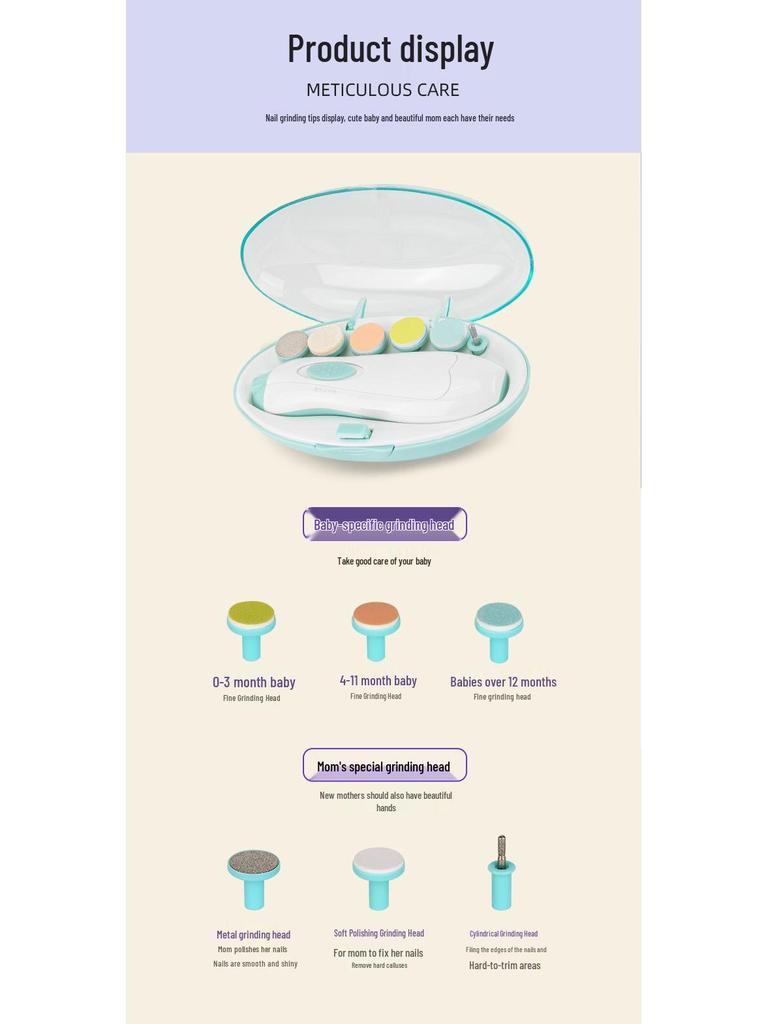 Baby & Pet Electric Nail Trimmer - Safe Nail Grinder for Newborns and Small Pets